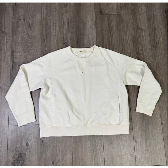 Madewell Garment-Dyed Crewneck Sweatshirt WMNS L Off White NU854 Ribbed Long Sl - Picture 5 of 9